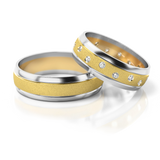Roumee Eheringe "Desert Diamond Flow" in Weißgold & Gelbgold