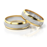 Roumee Eheringe "Desert Diamond Flow" in Gelbgold & Weißgold