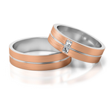 Roumee Eheringe "Manhattan Twilight Pair" in Rotgold & Weißgold