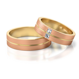 Roumee Eheringe "Manhattan Twilight Pair" in Rotgold & Gelbgold