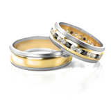 Roumee Trauringe "Panda Elegance" in Weißgold & Gelbgold