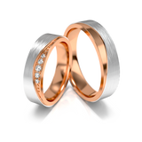 Roumee Trauringe "Sunset Symphony" in Rotgold & Weißgold
