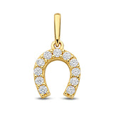 Hufeisen-Anhänger in 585 Gelbgold mit 11 Zirkonia
