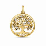 Lebensbaum-Anhänger in 333 Gelbgold mit 8 Zirkonia