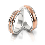 Roumee Eheringe "Lumina Aura" in Weißgold & Rotgold