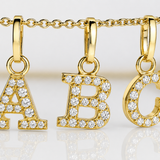 Buchstaben-Anhänger in 333 Gelbgold mit Zirkonia