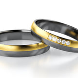Roumee Trauringe "Royal T" aus Tantal & Gelbgold mit Steinbesatz